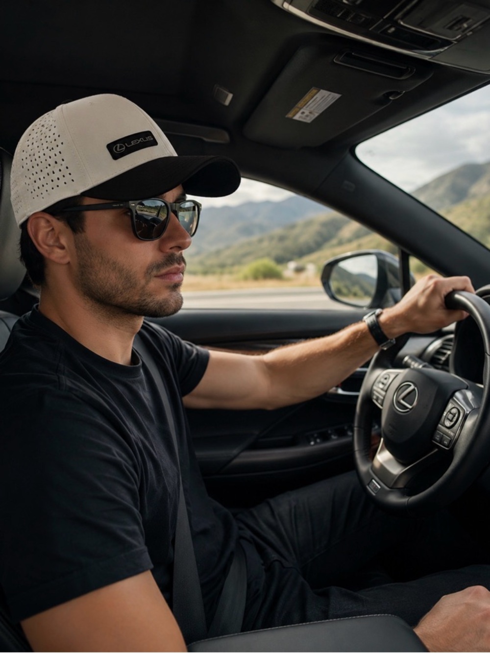 Lexus Men's Perforated Two-Tone Performance Cap - White/Black